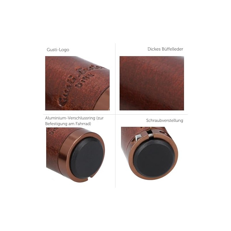 Gusti Gary F. Leather Handlebar Grip, Black