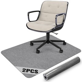 Placoot 2 Pack Desk Chair Mat for Hardwood Floor, Computer Chair Floor Mat, 55"x35" Office Chair Mat, Large Rubber Anti-Slip Floor Protector for Home Office Light Grey (Folding Packaging)
