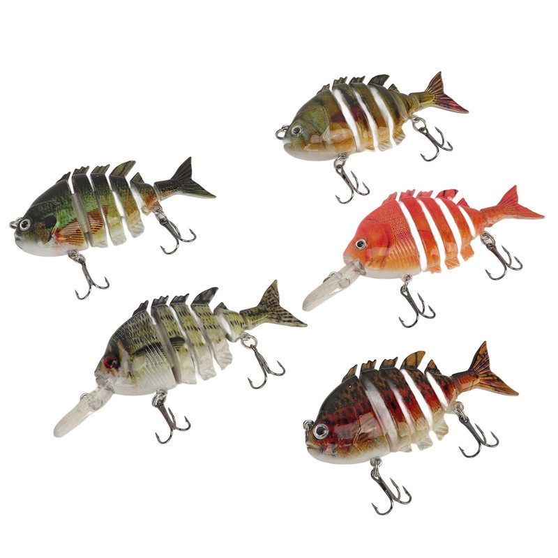 Segmented Fishing Lure Hard 6 Sections with High Carbon Treble