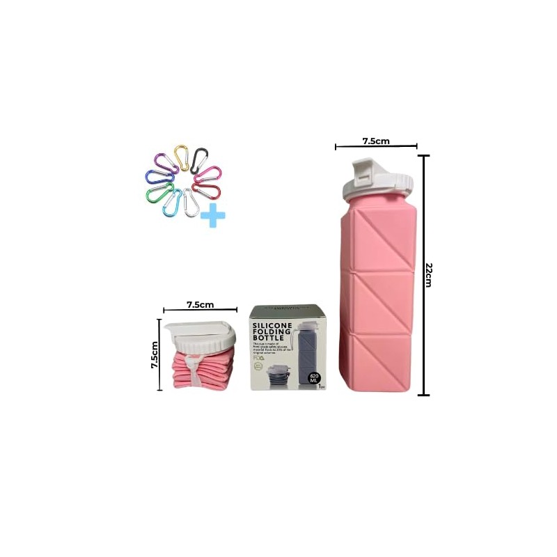 FlexiHydrate 620ml Outdoor Running Folding Water Bottle (Pink)