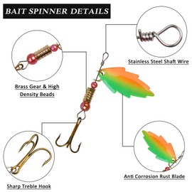 Fishing Lures Spinner Kits Waterproof Carry Bags Treble Fishing Hooks Spinnerbait Metal Spoons Lure Trout Bass Salmon Walleye Spinner Baits Lead Fishing Soft Lures for Saltwater Freshwater(39pcs with Carry Bag)