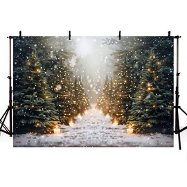AIBIIN 7x5ft Winter Christmas Tree Photograph Background Snowflake Snow Scene Sparkle Shining Backdrops Xmas Birthday Baby Shower Portrait Party Banner Photo Props