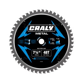 CRALY 7-1/4 Inch 48 Teeth Steel and Ferrous Metal Cutting Circular Saw Blade, 5/8 Inch Arbor, Thin Kerf, Professional Carbide Tipped Blade for Angle Iron, Threaded Rod, EMT Conduit(C0748MC)