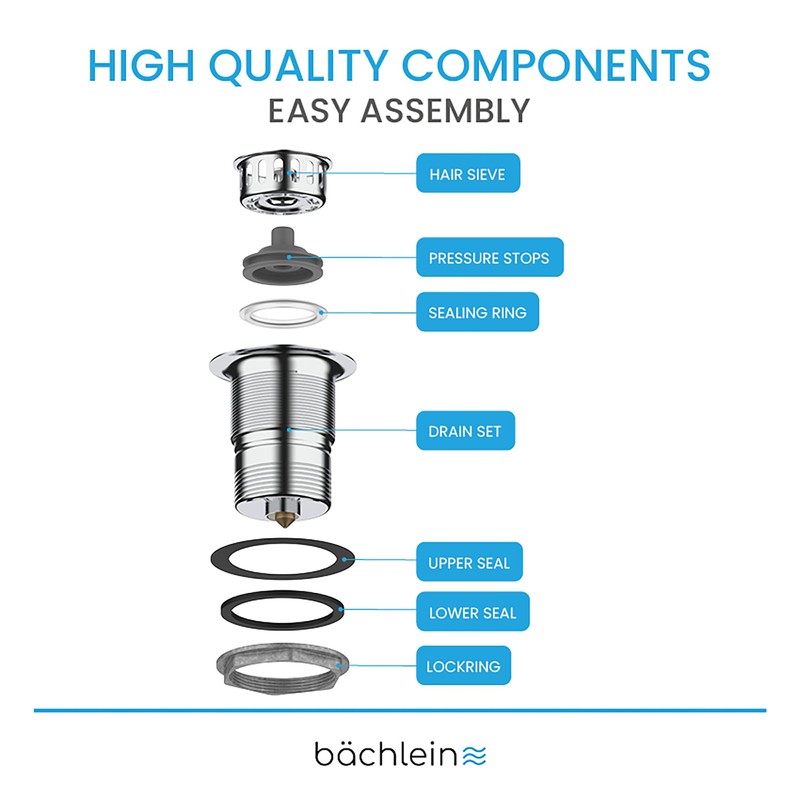 Bächlein Pop-Up Drain Fitting for the Sink, Diameter 70 mm