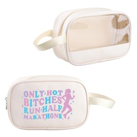 VAMSII Half Marathon Runner Appreciation Gift Only Hot B* Run Half Marathons Makeup Bag Female Runner Cosmetic Bag Half Marathon Lover Gift (Run Half Marathons TB)