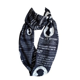 Etwoa Jane Austen Pride and Prejudice Book Quotes Black Infinity Scarf Circle Scarf
