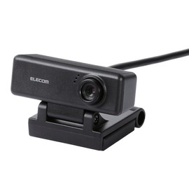 Elecom UCAM-C310FBBK Webcam, HD 720p, 30 FPS, 1 Megapixel, Built-in Microphone, High-Definition Glass Lens, Cable Length: 4.9 ft. (1.5 m), Black