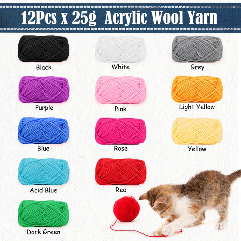 Crochet Yarn Acrylic Yarn Knitting Wool 12Pcs x 25g Crochet