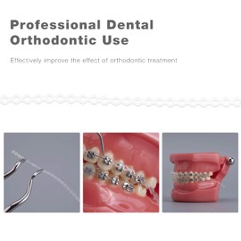 faruijie Colourful Elastic Power Chain for Braces Dental Orthodontic Powerchains 3 Sizes Ortho Rubber Band(Long,Clear 1#)