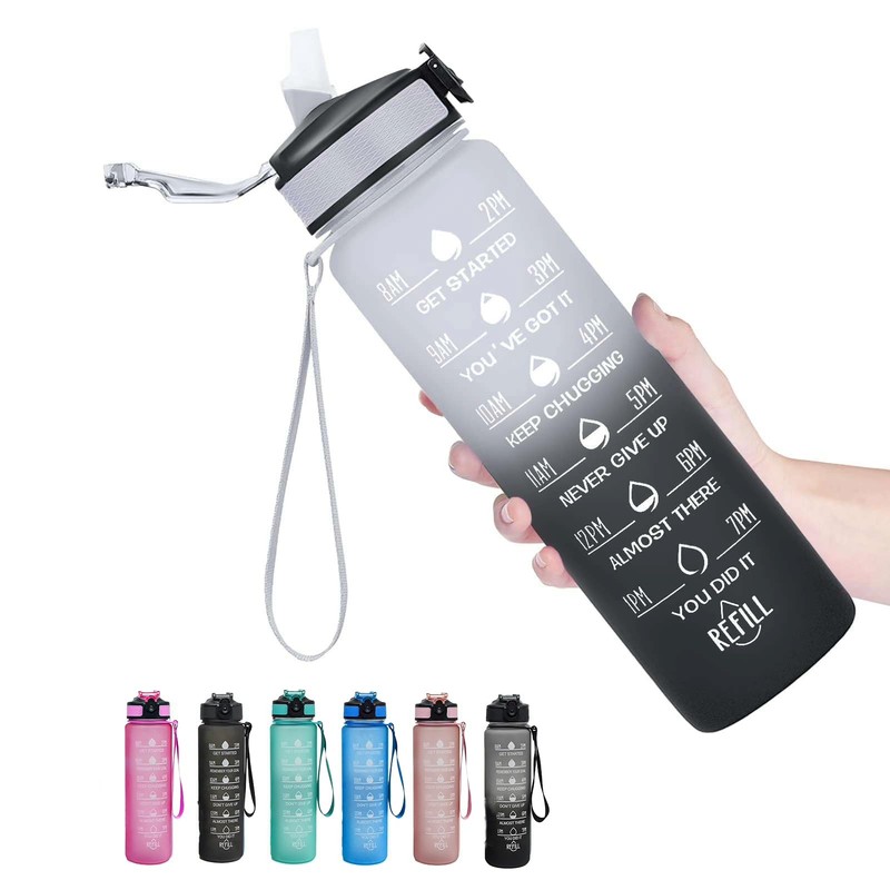 2002 Time Marked 1L Water Bottle with Straw and Neoprene
