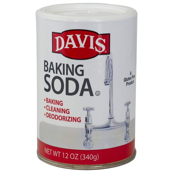 Davis Baking Soda - For Cooking, Baking, Cleaning, Laundry, Deodorizing and More, Resealable Can, Highest Purity Sodium Bicarbonate, Food Grade, Gluten Free, Vegan and Vegetarian - 12 oz can (1)
