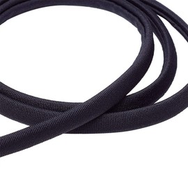 Cheriswelry 21.87 Yards 5mm Black Flat Nylon Cord Soft Stretch Beading Strings Elastic Band Rope Chinese Knotting Cord Braided Fabric Threads for DIY Crafting Sewing Macrame Jewelry Making