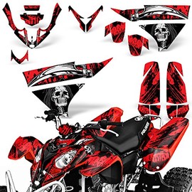 Wholesale Decals ATV Graphics kit Sticker Decal Compatible with Polaris Predator 500 2003-2007 - Reaper V2 Red