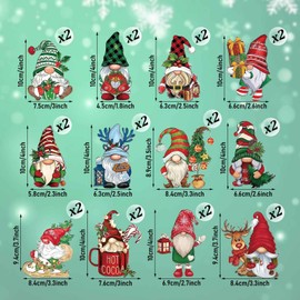 Christmas Tree Decorations, Pack of 24 Wooden Christmas Tree Decorations, Christmas Gnome Wooden Pendants, Christmas Tree Decoration Wood with String, Christmas Tree Decoration Wood for Christmas