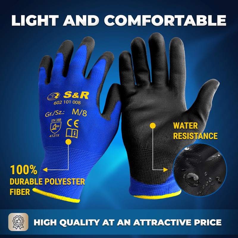 S&R Work Gloves 12 Pairs Of Basic Nylon Fibre With