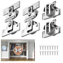 Mdkave 180-Degree Foldable Door Hinges,Bifold Door Hinges,Double Cup Concealed Hinge for Cabinets,Closet and Furniture(Zinc Alloy 4 Pack)