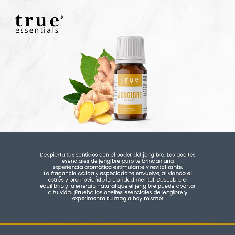 Aceite Esencial Jengibre 15ml True Essentials, colección de Aceites Esenciales