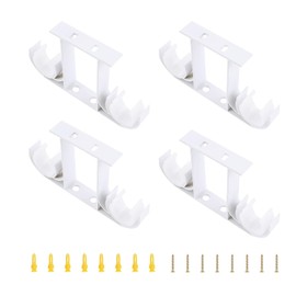 UFURMATE Curtain Rod Brackets 4Pcs Aluminum Alloy Ceiling-Mount Brackets Double Curtain Holders Window Drapery Rod Hanging Supports for 23-28mm Curtain Pole (Milky White)