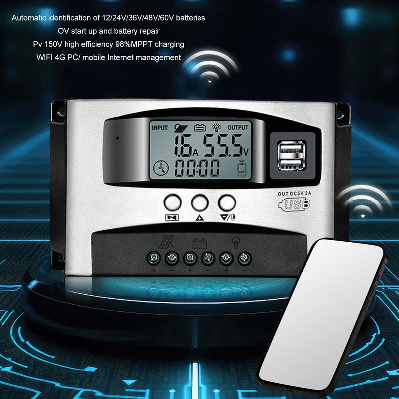 MPPT Solar Charge Controller Bluetooth App Control 12V 24V 36V