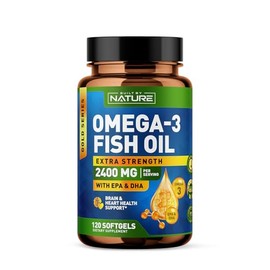 Built by Nature Fish Oil 2400mg with EPA & DHA - Omega 3 Supplement - Supports Heart & Brain Health - Sustainably Sourced Wild Sardines - 120 Softgels