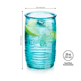 Glaver's Set Of 4 Original Mason Collins Glasses Assorted Colored Drinking Glasses For Juice, Cocktails, Beverage Glass Cups, Hand Wash-In Cold Water (Original Mason Colored 20 OZ)