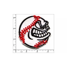 Patchwork Paradise Angry Baseball Face Embroidered Iron On Patch DIY Applique