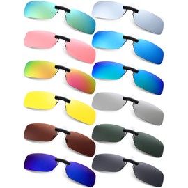Weewooday 12 Pieces Polarized Clip on Sunglasses Rimless Clip on Sunglasses Rectangle Lightweight Polarized Eyeglasses for Myopia Eyeglasses Outdoor Night Driving Men Women