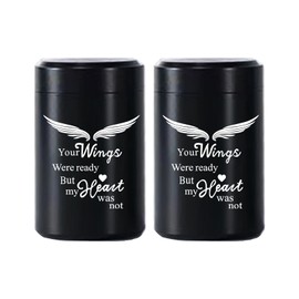 Small Urns for Ashes - Set of 2，2.7 Inch Aluminium Mini Urn Ashes, Cremation Urns for Ashes, Ashes Holder, Black Small Keepsake Urns-Your wings were ready