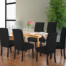 NORTHERN BROTHERS NORTHERN BROTHERS Chair Covers for Dining Room Set of 4, Parson Chair Slipcovers, Stretch Dining Seat Covers, Kitchen Chair Covers, Covers for Chairs, Black
