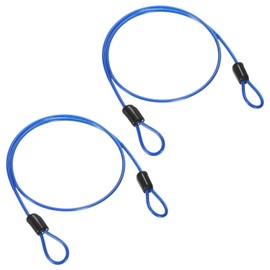 M METERXITY 2-Pack Security Cable Lock, 1.64FT PVC Coated Steel Luggage Lock Wire Rope with Double Loop for Outdoor Travel/Gate/Bike, Cut-Resistant Braided Steel Cable [Blue]
