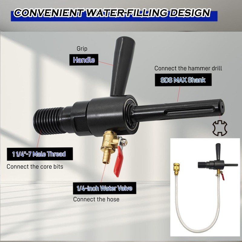 DaduoRi 1 1/4"-7 Male to SDS Max Drill Adapter -