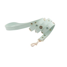 PU Leather Rhinestone Dog Collar - Bling Dog Collar with Crystals, Flower Design - Pet Fashion Accessories for Puppy, Cats, Small Dogs - Indoor & Outdoor Use - Green Dog Collar, C1