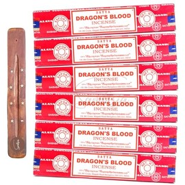Satya Nag Champa Dragons Blood Incense Sticks | x6 pack | with SAMASIA incense sticks holder | Used for Aromatherapy, Spa, Yoga, Weddings, Meditation, Healing, Positivity and Relaxation