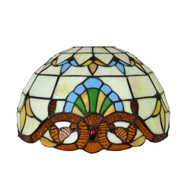Tiffany Lamp Shade Replacement 12X7 Inch Baroque Stained Glass Lampshade Only 1-5/8-Inch Fitter Opening for Arched Floor Lamp, Torchiere Lamp, Pendant Light,Beige