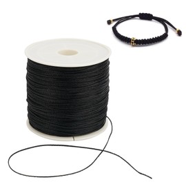Waxed Thread for Bracelets, Nylon Cord Black 0.5 mm, 106 m Bracelet Thread for Beads, Bead Cord with Spool, Pearl Thread Polyester Thread, Waxed Cord for Jewellery Making, Bracelets, Tips