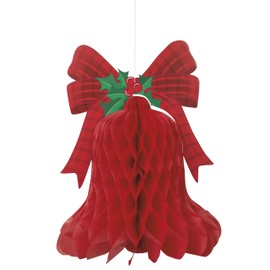 15" Hanging Honeycomb Red Bell Holiday Decoration