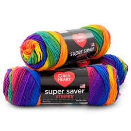 RED HEART Super Saver 3-Pack yarn, FAVORITE STRIPE 3 Pack