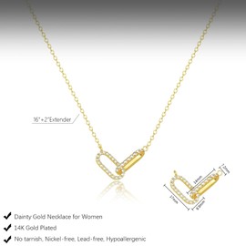 Auiremrti Women's 14K Gold Necklace with Rhinestone Pendant, Waterproof Jewellery, Fashion Jewellery with Transparent Jewellery Box, Gift for Girlfriend, ✰