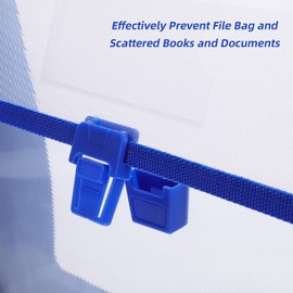 TEHAUX Bolsa Porta Documentos de Plástico PP Transparente con Asa Resistente Cierre a Presión Seguro Bordes de Lona Azul Organizador Portátil para Oficina Escuela y Viajes