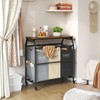 Hoctieon 3 Section Laundry Sorter Cart with Ironing Board, Laundry