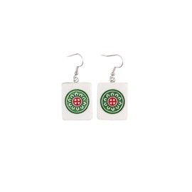 Mahjong Earrings Funny Handmade Resin Mahjong Dangle Earrings Geometric Creative Mahjong Drop Earring for Women-O