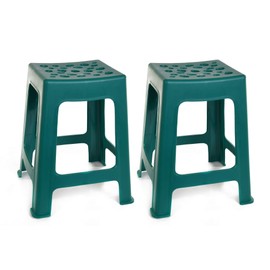 Mintra Home Light Duty Plastic Stools 2pk (18in Height, Forest Green)
