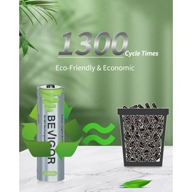 BEVIGOR BEVIGOR Rechargeable AA Batteries, 12 Pack 1000mAh 1.2V NiMH 1300x Times High Capacity aa Batteries for Landscape Path Lights,Pathway Lights,String Lights,TV Remotes