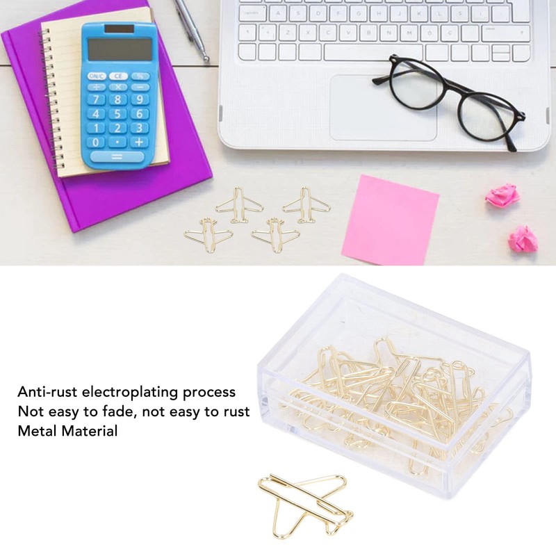 100pcs Paper Clips Portable Anti Electroplating Gold Cute Shaped Metal