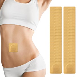 EXEXIUO 40 Pcs Self-Adhesive Castor Oil Belly Button Patches, Disposable Anti Oil Leak Belly Button Cover, Brown Castor Oil Pack - No Wash