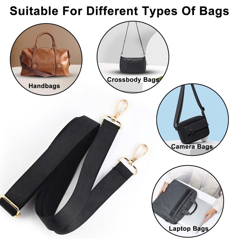 RAFIYU 2 Pcs Universal Replacement Shoulder Strap, 2.5cm Wide Black