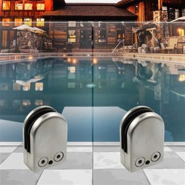 4/8/12 pcs Glass Clamps, 6-8-10-12mm Round Glass Clamps, Glass Mounting Brackets Glass Clips Holder 304 Stainless Steel Glass Bracket Flat Back for Balustrade Staircase Handrail (8pcs(8-10mm))