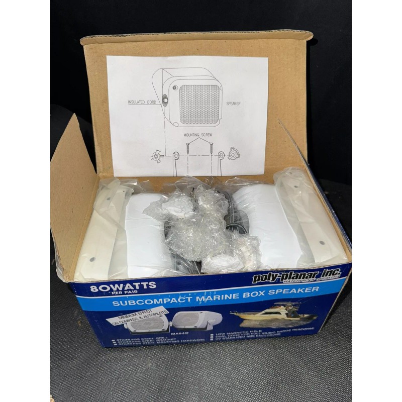 Poly-planar® Waterproof Marine Stereo Subcompact Box Speakers 80W Fits Any