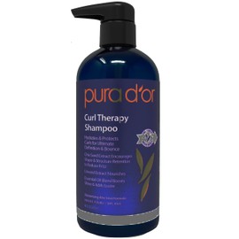 PURA D'OR Curl Therapy Shampoo for Curly, Wavy or Frizzy Hair, Improves Shine, Definition & Bounce, Gentle Sulfate Free Formula Infused with Natural &