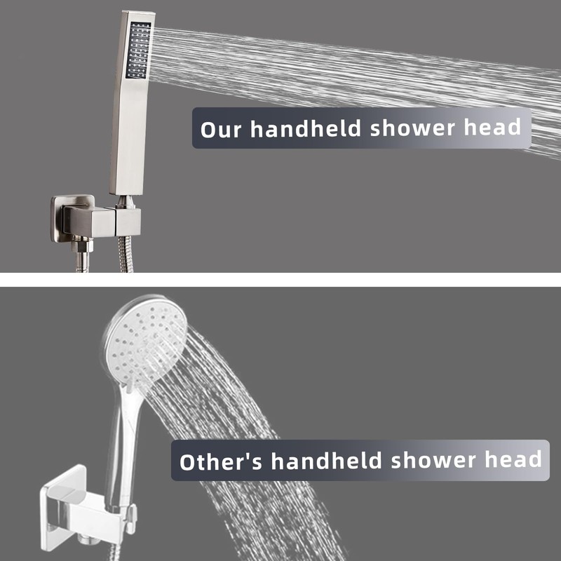 LRVBKUSAV Brushed Nickel Square Hand Shower Head, Brass High Pressure